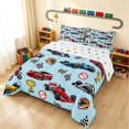 thumbnail image 2 of Erosebridal Race Car Queen Comforter Set, Trophy Comforter Sets Queen, Black Blue, Polka Dots Reversible 3pcs 1 Comforter and 2 Pillowcases, 2 of 6