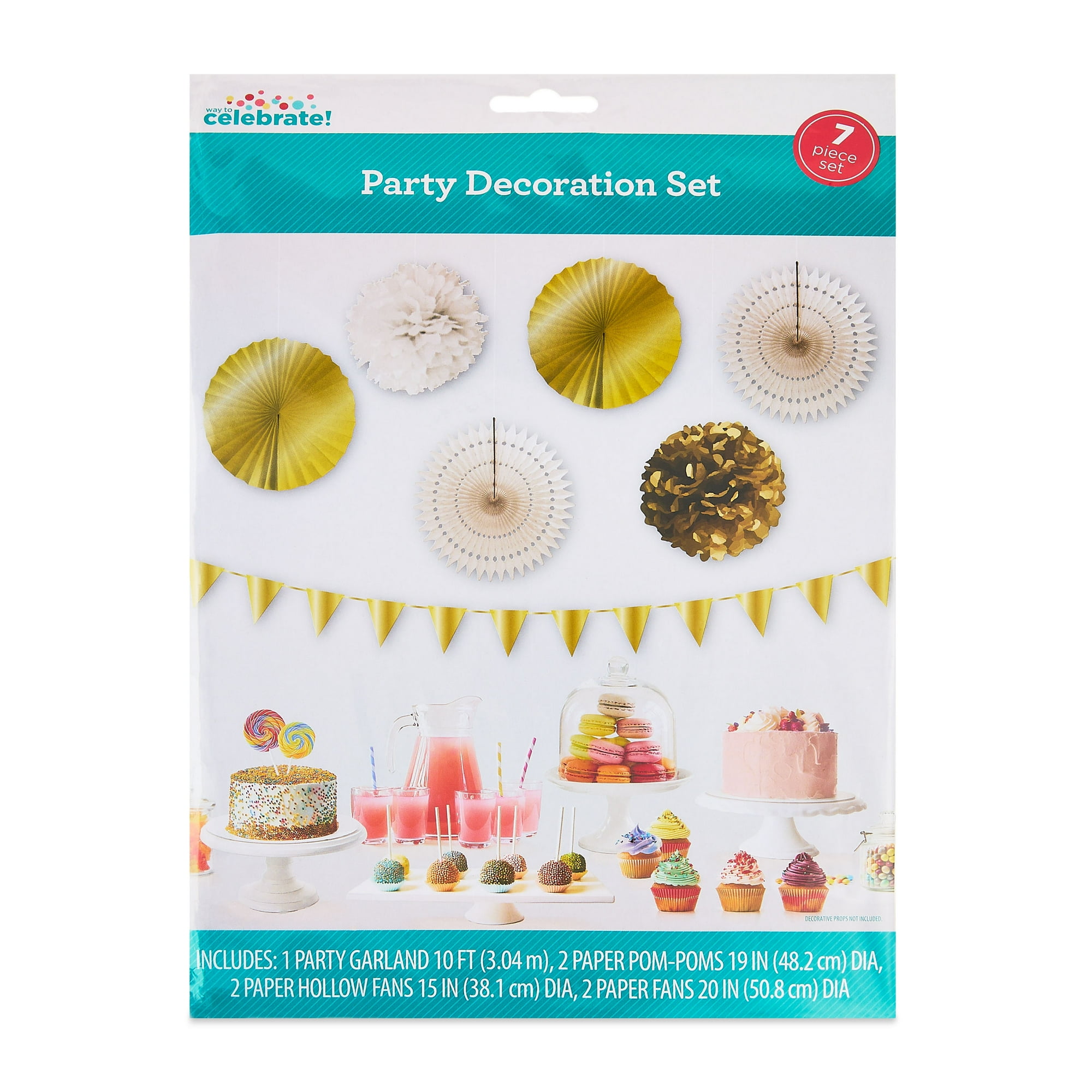 Gold Paper Party Decorations Set, 7 Pieces, by Way To Celebrate