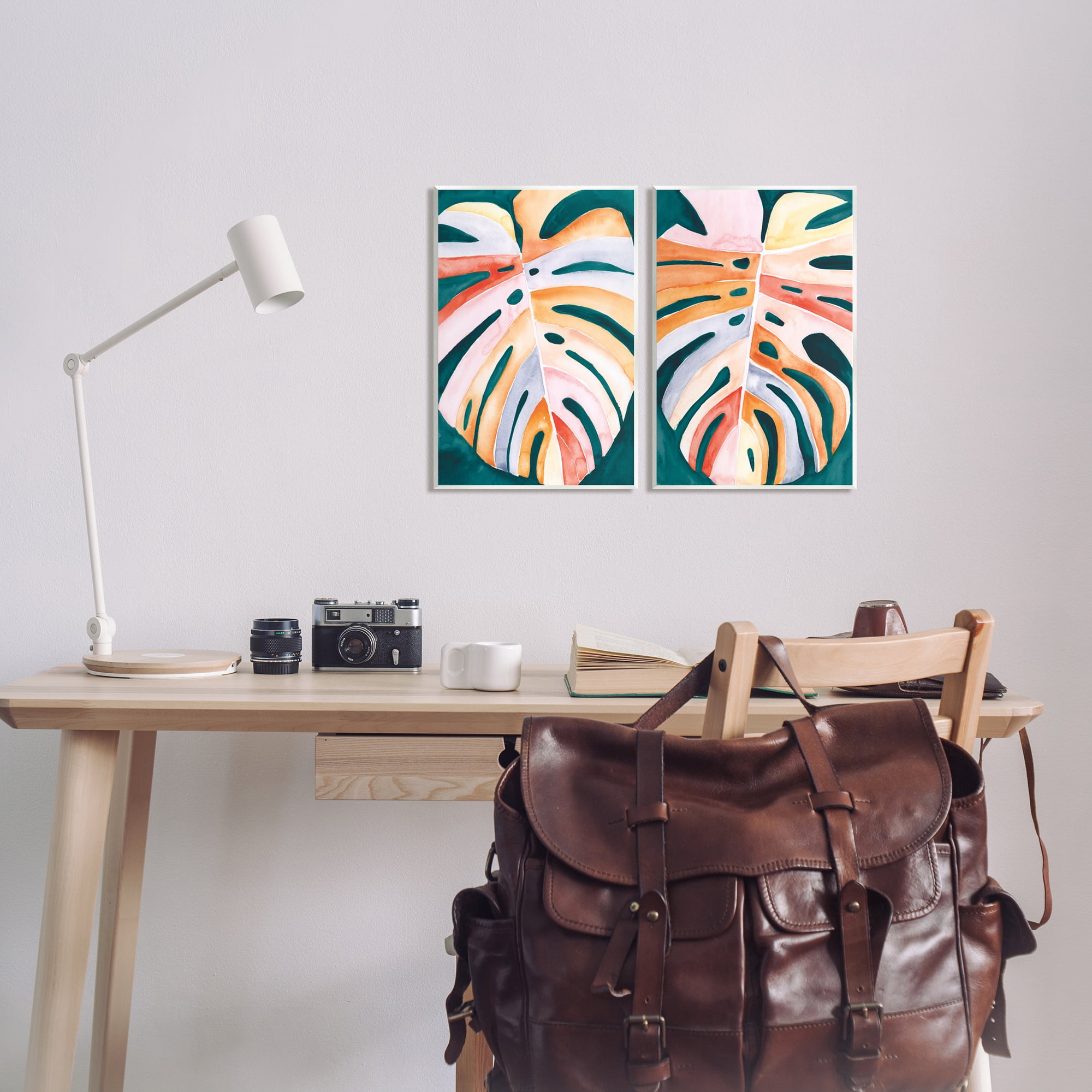 Stupell Industries Tropical Monstera Leaves Botanical & Floral Painting Unframed Art Print Wall Art, 10 x 15, Set of 2