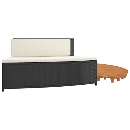 Suzicca Spa Surround Black Poly Rattan and Solid Wood Acacia