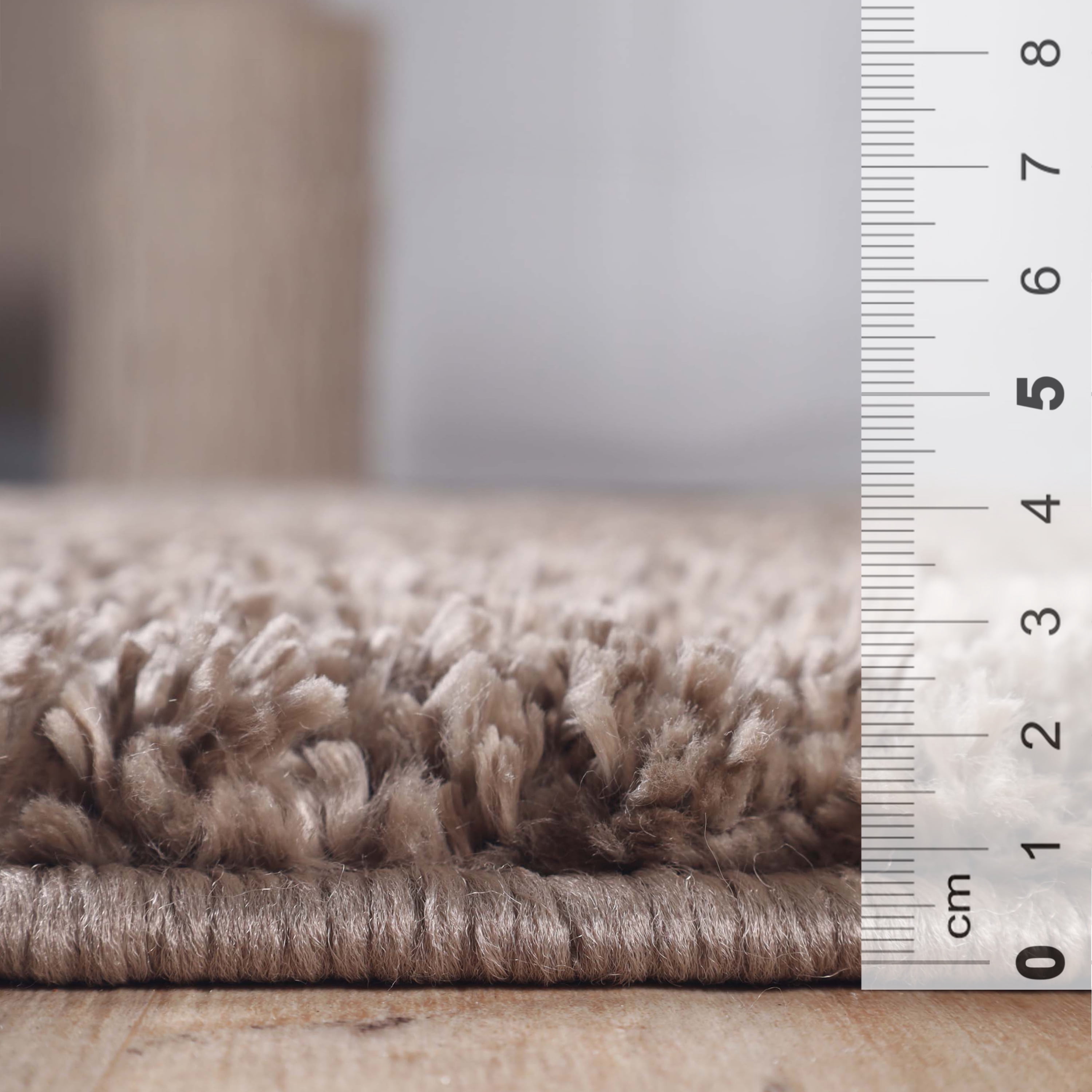 BNM Solid Indoor Shag Runner or Area Rug, 4' x 6', Taupe