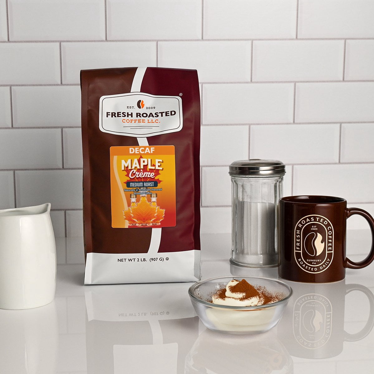 Fresh Roasted Coffee, Decaf Maple Crme Flavored Coffee, Medium Roast, Whole Bean, 80 oz 5 lbs