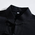 thumbnail image 2 of Mens Collared Linen Shirt Chinese Style Knotted Button Up Kung Fu Tops Loose Long Sleeve Casual Vintage Blouse (XL, Black), 2 of 7