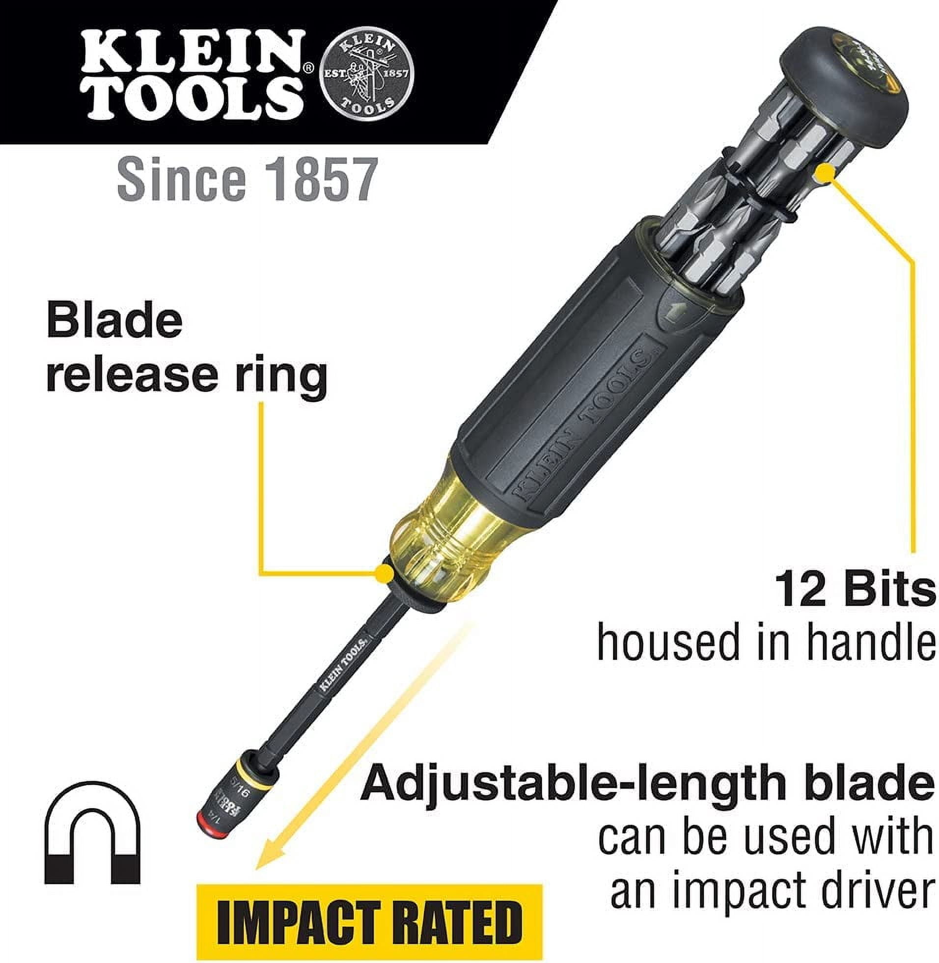 Klein Tools 32304 , 14-in-1 Adjustable with Flip Socket, HVAC Nut Drivers and Bits, Impact Rated