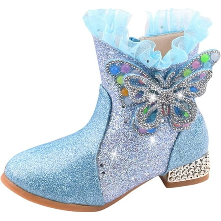 

QWZNDZGR Baby Leather Lace-Up Boots Flat Ankle Snow Boots Zipper Mid Calf Combat Riding Winter Boots Moccasinss Crib Shoes