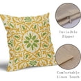 thumbnail image 4 of Yellow Green Boho Pillow Covers 20 X 20 Inch Bohemian Ethnic Carpet Style Vintage Flower Print Decorative Throw Pillows Outdoor Linen Square Cushion Case Farmhouse Decor for Home Sofa Bed Set of 2, 4 of 6