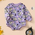 thumbnail image 3 of Odeerbi Infant Boys Girls Halloween Ghost Romper Fall Winter Long Sleeve Jumpsuit Baby Cute Bodysuit Onesie Infant Clothes Purple, 3 of 4