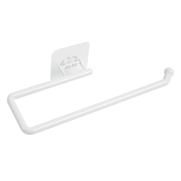 Wosthever Portarrollos de papel de cocina, soporte de pared de plástico, estante organizador de toallas autoadhesivo, estante de tejido de 180 Organizadores de utensilios de cocina Blanco