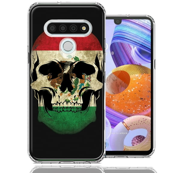 MUNDAZE For LG Stylo 6 Mexico Flag Skull Design Double Layer Phone Case Cover