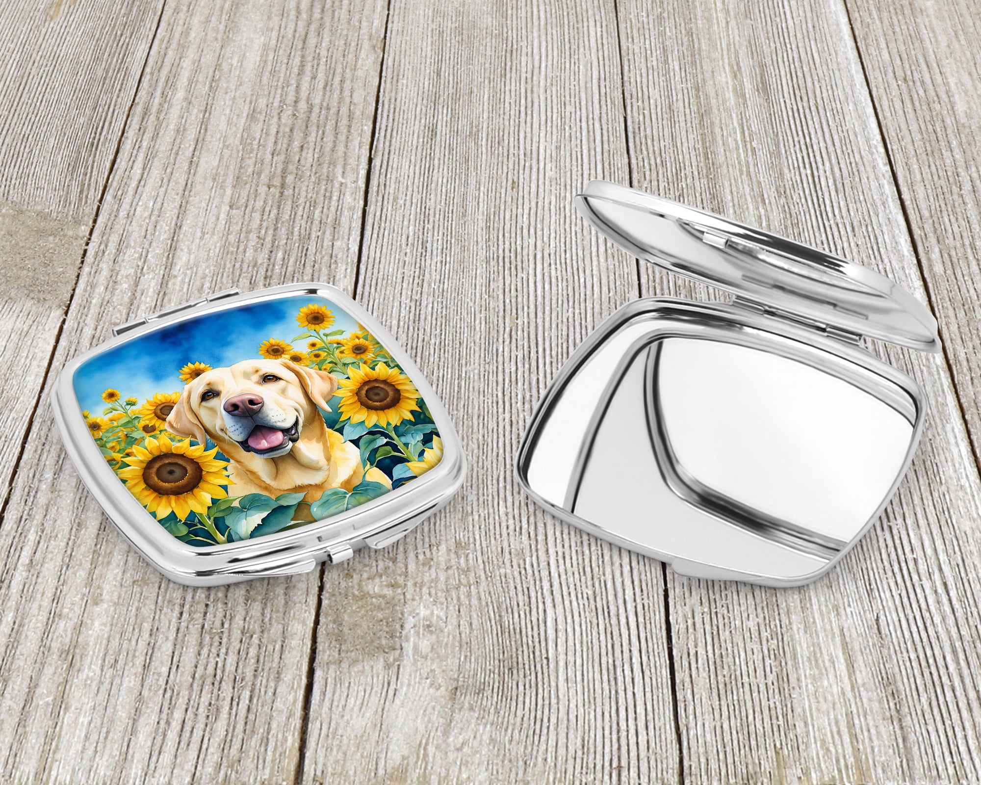 Labrador Retriever in Sunflowers Compact Mirror 2.75 in x 3 in