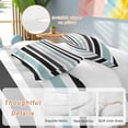 thumbnail image 2 of 3 Piece Turquoise Black Stripe Duvet Cover Set Queen Size,Microfiber Comforter/Quilt Cover with Corner Ties and 2 Pillowcases,Modern Abstract Coarse Striped All Season Bedding with Zipper Closure, 2 of 8