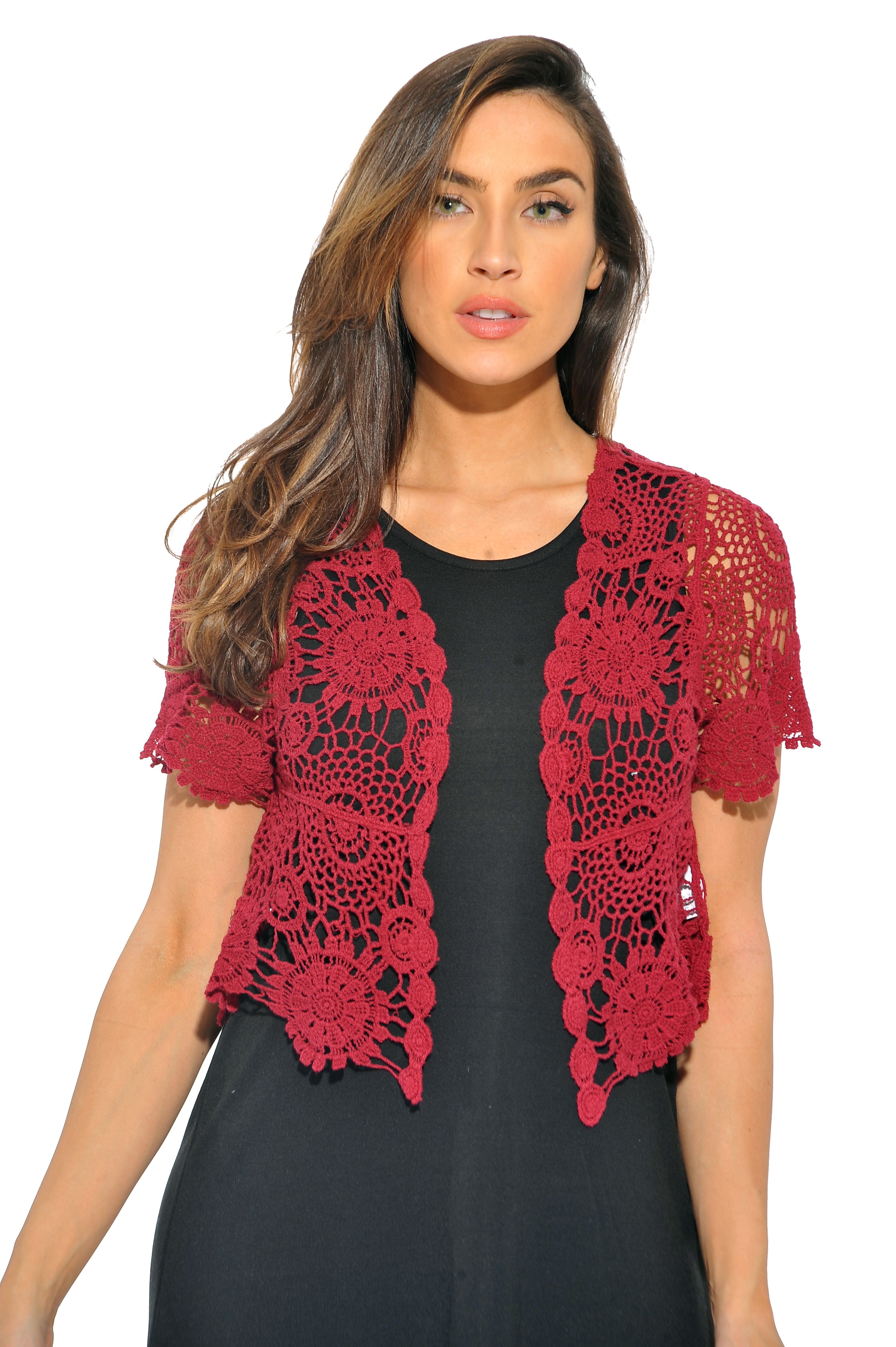 Just Love Bolero Shrug / Women Cardigan (Wine Floral Crochet, Large, Shrug  Sweater) - Walmart.com
