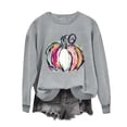 thumbnail image 4 of thefmos Women's Round Neck Halloween Print Pullover Sweatshirt Long Sleeve Solid Color Casual Top Fashion Fall Spooky Season Outfit, Gray XL, 4 of 6