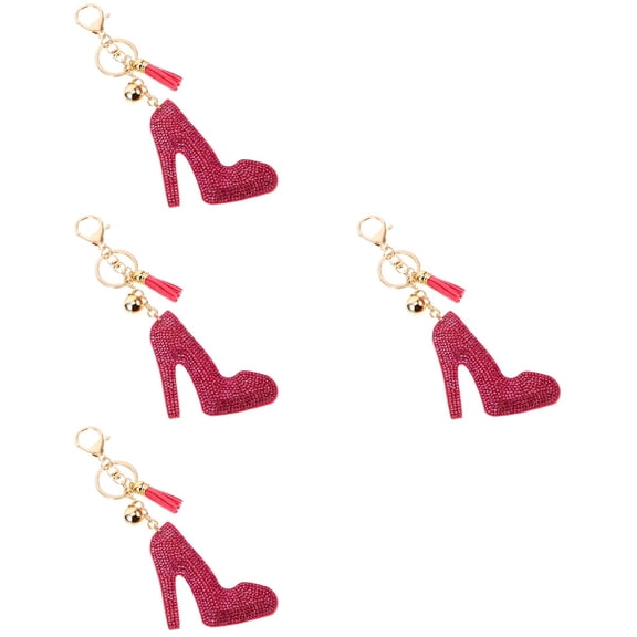 FRCOLOR 4pcs High Heel Keychain Rhinestone Key Ring Car Key Ring Decoration Phone Bag Key Pendant