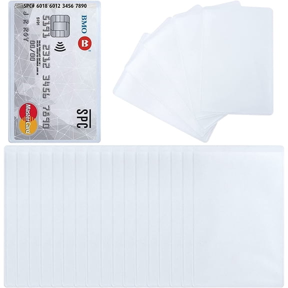 50pcs Credit Card Protector Sleeves Plastic Clear Waterproof Vertical ID Card Holder for Bank Social Security Medicare Business Insurance Card, 9.3cm×6.5cm