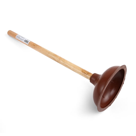 Toilet Plunger with Wooden Handle, Heavy-Duty Rubber Cup for Bathroom Drain Clog Removal