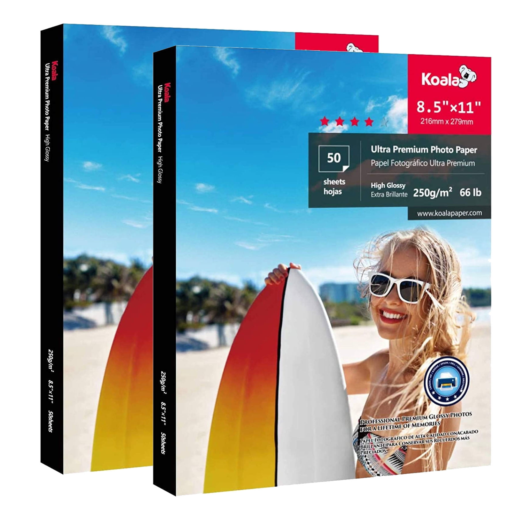 Koala Glossy Inkjet Photo Paper 8.5X11 Inches 48lb 100 Sheets Professional  Glossy Photographic Paper Compatible with Inkjet Printer Use DYE INK 180GSM