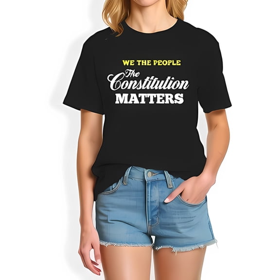 Cotton Short Sleeve T-Shirt with Bold Graphic " WE THE PEOPLE The Constitution MATTERS " Design