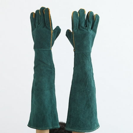 

Big sale Bite Proof Pet Gloves Non Scratch for Handing Groming Electric Welding Protective Tools Free Size 60cm Dark Green
