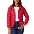 thumbnail image 1 of CHAQUETA DE PLUMAS CON CAPUCHA PARA MUJERES INSPIRADA CHIC, CORTA, EMPACABLE, ULTRA LIGERA, INVIERNO, TALLA 3XL, ROJA, 1 of 5