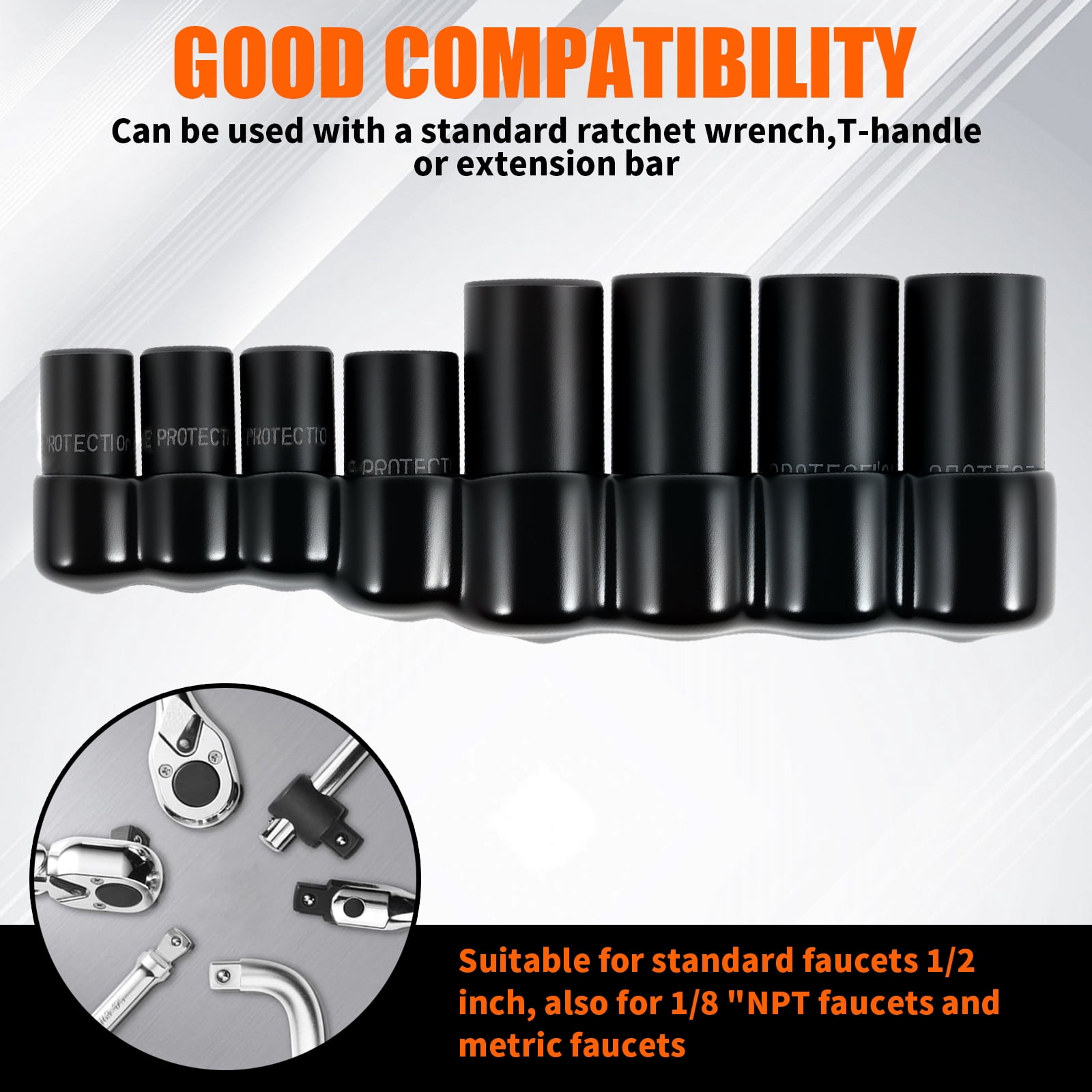 16 Pcs Tap Socket Set Use with 1/4inch and 3/8inch Drive Steel Tapping Socket Set with Storage Holder for Tapping in Tight Spaces