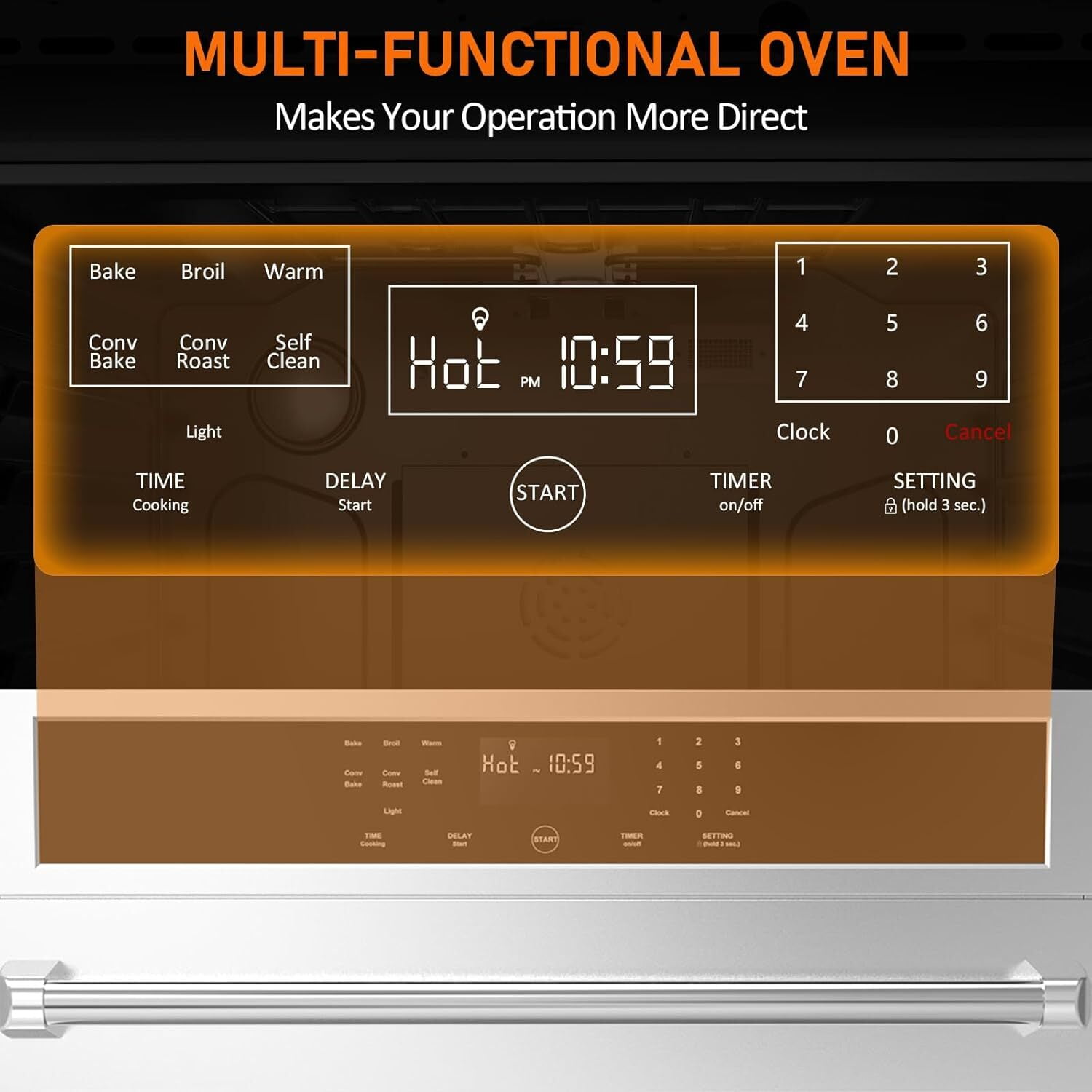 Garvee 30" Single Wall Ovens, 4.8 Cu.ft Built-in Convection Oven, Electric Oven with Safety Lock, LED Display, Touch Control, Timer for Kitchen, 3800W, 240V, Sliver