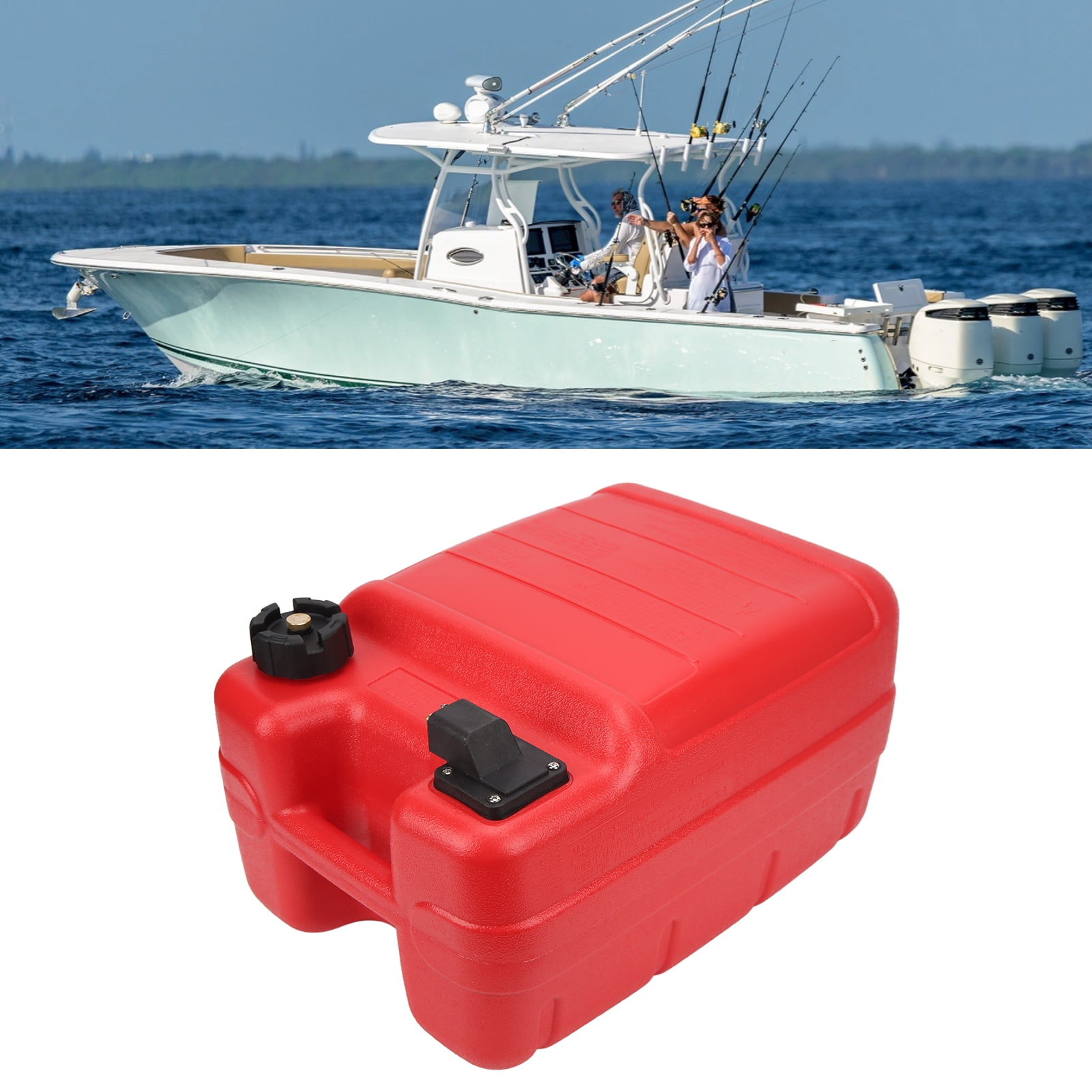 Tebru Plastic Boat Fuel Tank 24L Portable Marine Outboard Fuel Tank