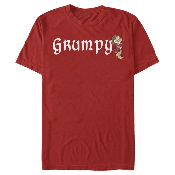 Men's Snow White and the Seven Dwarfs Grumpy Name Logo Graphic Tee Red 3X Large