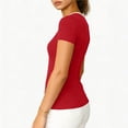 thumbnail image 4 of Wowcloth Women's V-Neck Pullover Top, Solid Color Patchwork with Short Sleeve, Fashionable and Comfortable for Daily Wear and Casual Activities, 4 of 5