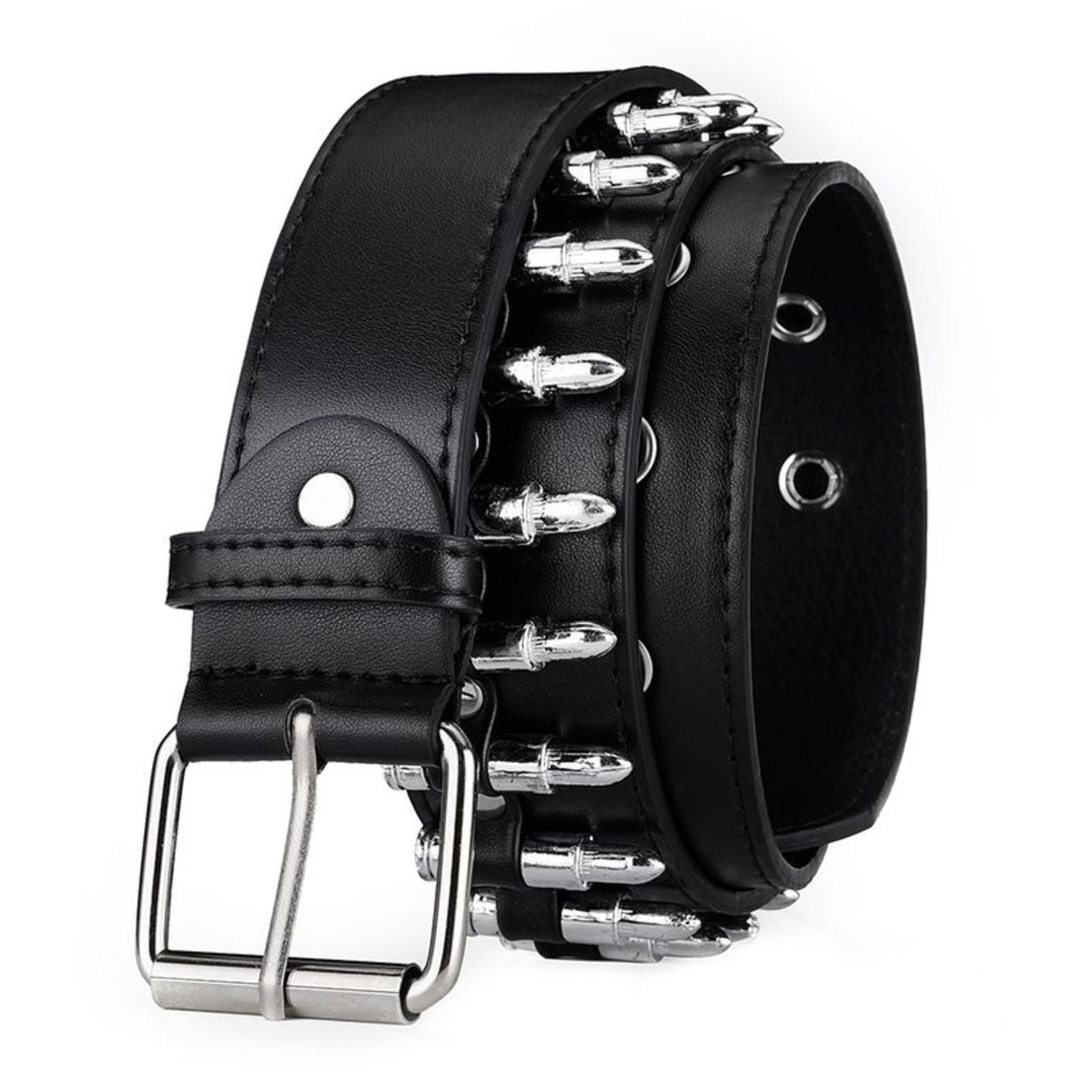 4Pc Studded Rivet Grommet Belt Set Faux Leather Punk Style Unisex Accessories 500809794626208.jpeg main image 4
