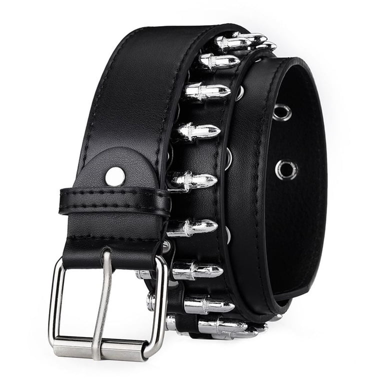SWSMCLT Unisex Faux Metal Bullet Rivet Belts for Women/Men Studded SWSMCLT Unisex Faux Metal Bullet Rivet Belts for Women/Men Studded