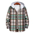 thumbnail image 2 of Deals LYXSSBYX Long Sleeve Shirts for Men Men Casual Patchwork Fashion Plaid Hooded Button Long Sleeve Shirt Blouse, 2 of 9