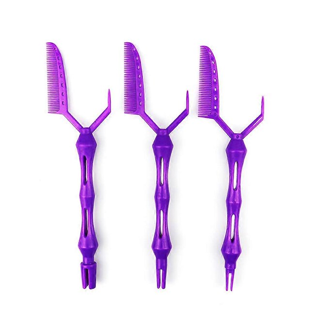 KAIYANG Cepillos para teñir el cabello de cola larga, peine para permanente con posicionamiento de rizos, herramientas de peinado de belleza de color morado