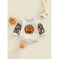 thumbnail image 2 of Hirigin Infant Baby Girls Halloween Romper Pumpkin Leopard Print Jumpsuits, 2 of 8