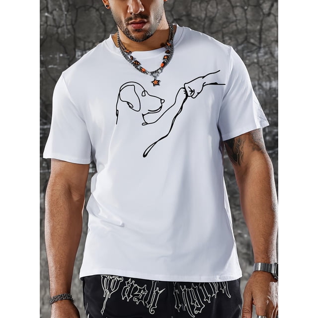 Camiseta informal de verano para hombre, de manga corta y cuello redondo, con estampado de cachorros, para adultos, hombres, mujeres, adolescentes y jóvenes.