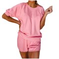 thumbnail image 1 of Traje de cuello redondo de manga corta de color sólido de verano para mujer Conjunto de pantalones cortos casuales Conjunto de pijama de chándal Fridja fhjkhfk459782, 1 of 8
