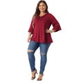 thumbnail image 3 of DARING DIVA Women's Plus Ruffle V Neck Tunic Dressy Top 4X Burgundy, 3 of 6