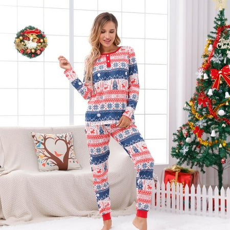 

ZKCCNUK Parent-child Warm Christmas Set Printed Home Wear Pajamas Two-piece Mom Set Christmas Pajamas for Family Fall Pajamas on Clearance