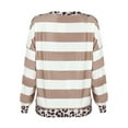 thumbnail image 5 of Uhndy Women's Crew Neck Stripe Leopard Pocket Stitching Long Sleeve Tops, 5 of 5