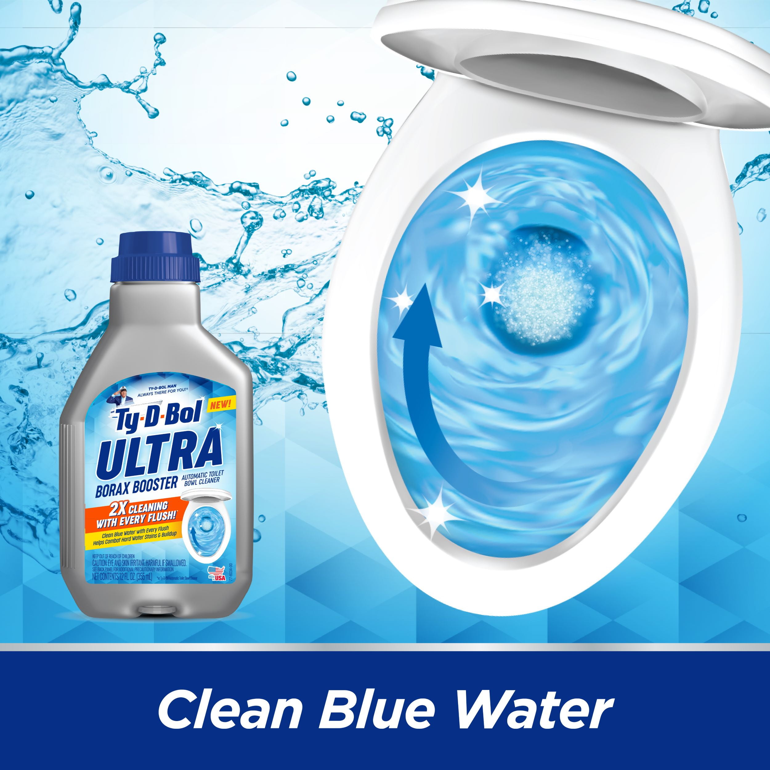 Ty-D-Bol Ultra Borax Booster Toilet Tank and Bowl Cleaner Liquid, 12 fl oz, 6 Pack