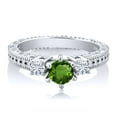 thumbnail image 2 of Gem Stone King 925 Sterling Silver 3-Stone Ring Round Green Chrome Diopside and Moissanite (0.70 Cttw, Size 6), 2 of 2