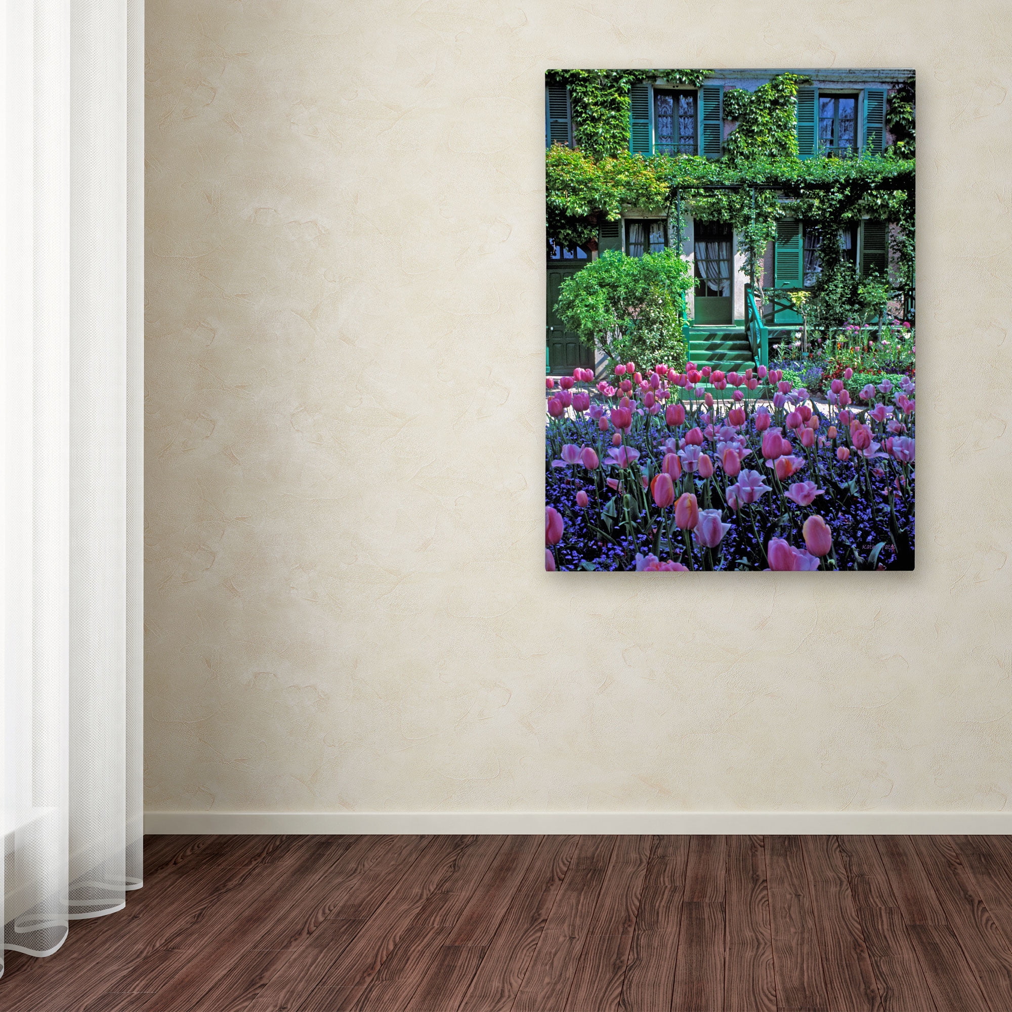 Trademark Fine Art "Monet's House With Tulips" Canvas Art by Kathy Yates