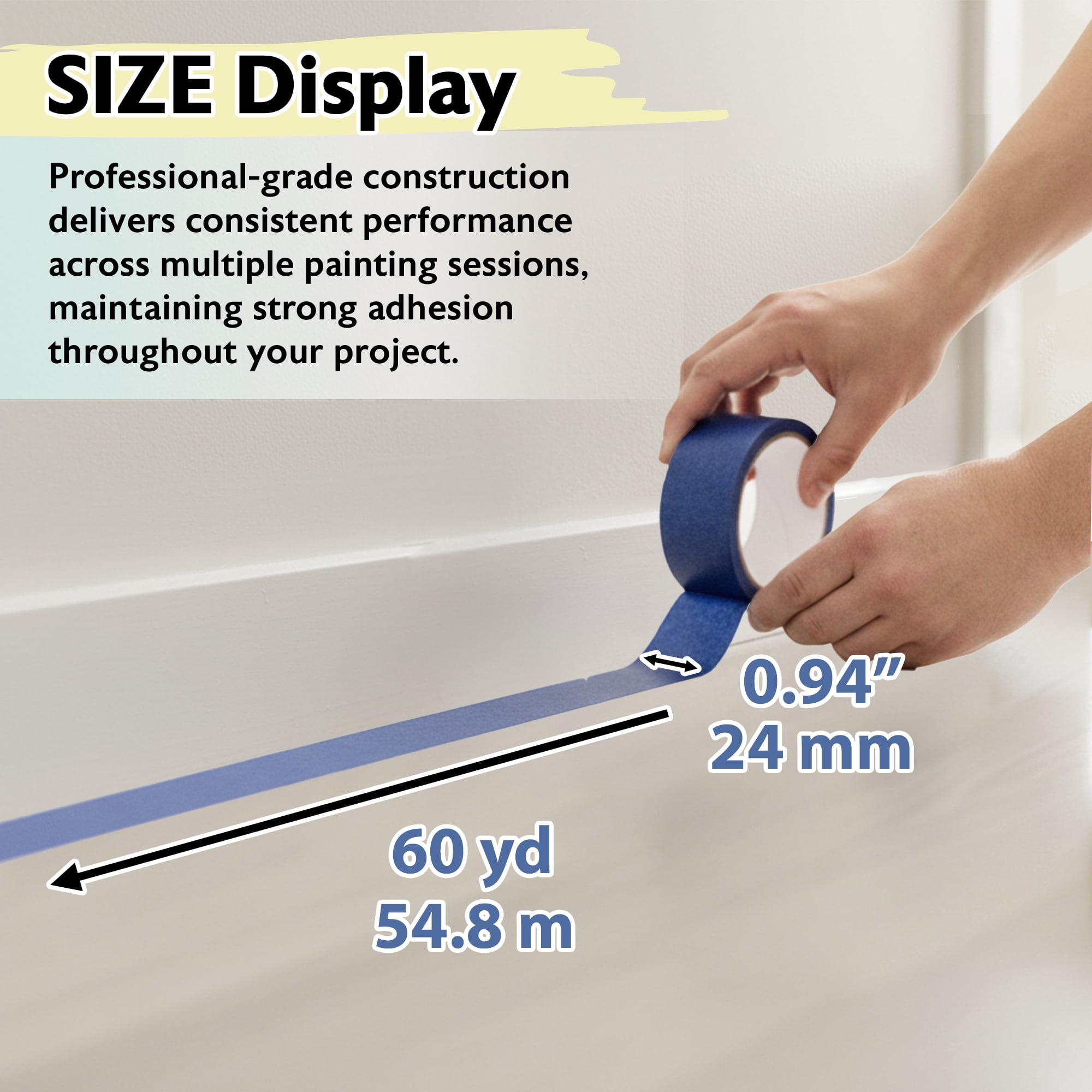 BAZIC Products Blue Painters Tape 1.41 Inches x 20 Yards, 36 Rolls, Blue Masking Tape Paint Tapes Easy Removal No Residue