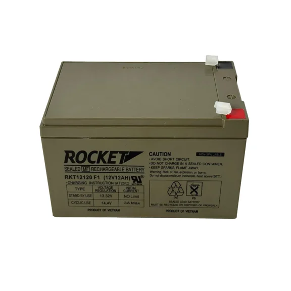 ROCKET RKT12120 F1 12V 12Ah Sealed Lead Acid AGM Battery – Rechargeable, Maintenance-Free, Non-Spillable – For Alarm Systems, Emergency Lighting, Mobility, UPS & Solar