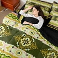 thumbnail image 5 of Manfei Damask Floral Twin Bedding, Baroque Flower Bedding Comforter Set, Green and Yellow, Black Reversible 7-Piece, 5 of 6