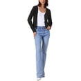thumbnail image 2 of SUÉTER DE PUNTO CON CUELLO EN V Y MANGAS LARGAS PARA MUJERES INSPIRAR CHIC, CÁRDIGAN CORTO CON DETALLES CALADOS, TALLA XL, NEGRO, 2 of 6