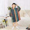 thumbnail image 6 of FORMRS Wearable Blanket Hoodie with Sleeves for Kids Cozy Flannel Sweatshirt, Navy Blue Stripes, 6 of 7