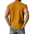 thumbnail image 3 of Zimjoy Henley Tank Tops Mens Relaxed Fit Soft Cotton Linen Sleeveless Tank Polo Shirts Lightweight Breathable Collared Vests Ginger 4XL, 3 of 4