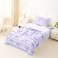 thumbnail image 5 of Erosebridal Princess Bow Twin Sheet Sets For Girls,Purple Geometric Striped Bedding For Kids 3 Pieces, 5 of 6