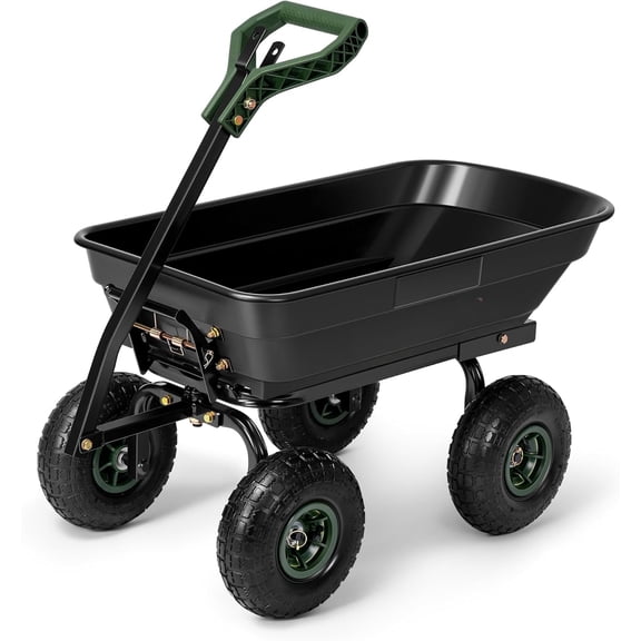 MY.4 Cu.Ft 660lbs Wheelbarrow Garden Cart Dump Wagon with 2-in-1 Convertible Handle Attach to ATV or Tractor, 10" All Terrain Wheels, Quick Release System, Heavy Duty Utility Trailer for Yard